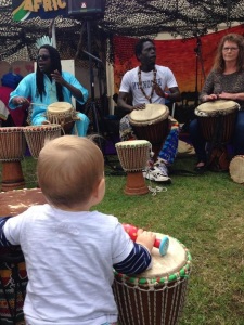 I let him go and do what he wanted at the Mela. Turned out he wanted to join a Senegalese drum circle.